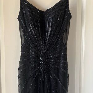 Elegant Strapless Black Sequin Dress